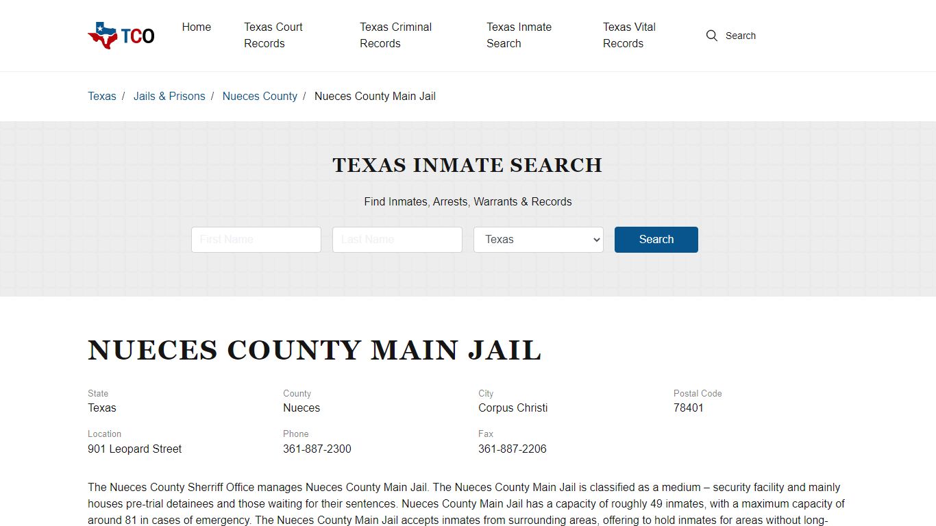 Nueces County Main Jail in Corpus Christi, TX - Contact Information and ...